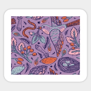 Purple Bird Pattern Sticker